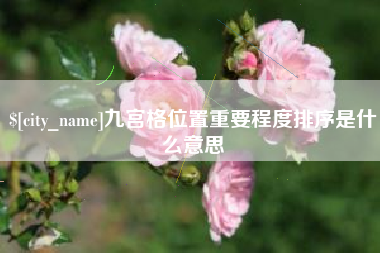 永新九宫格位置重要程度排序是什么意思